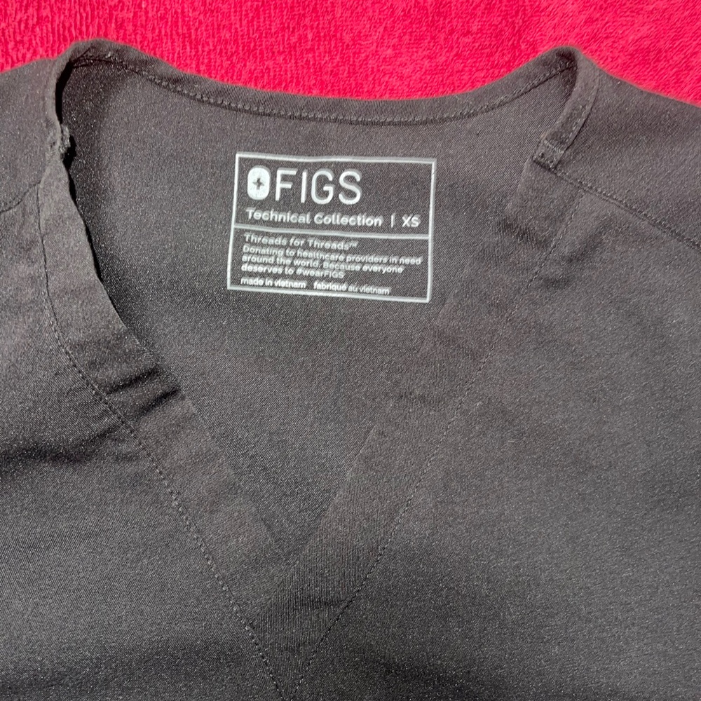 Figs Black V-Neck Medical Top